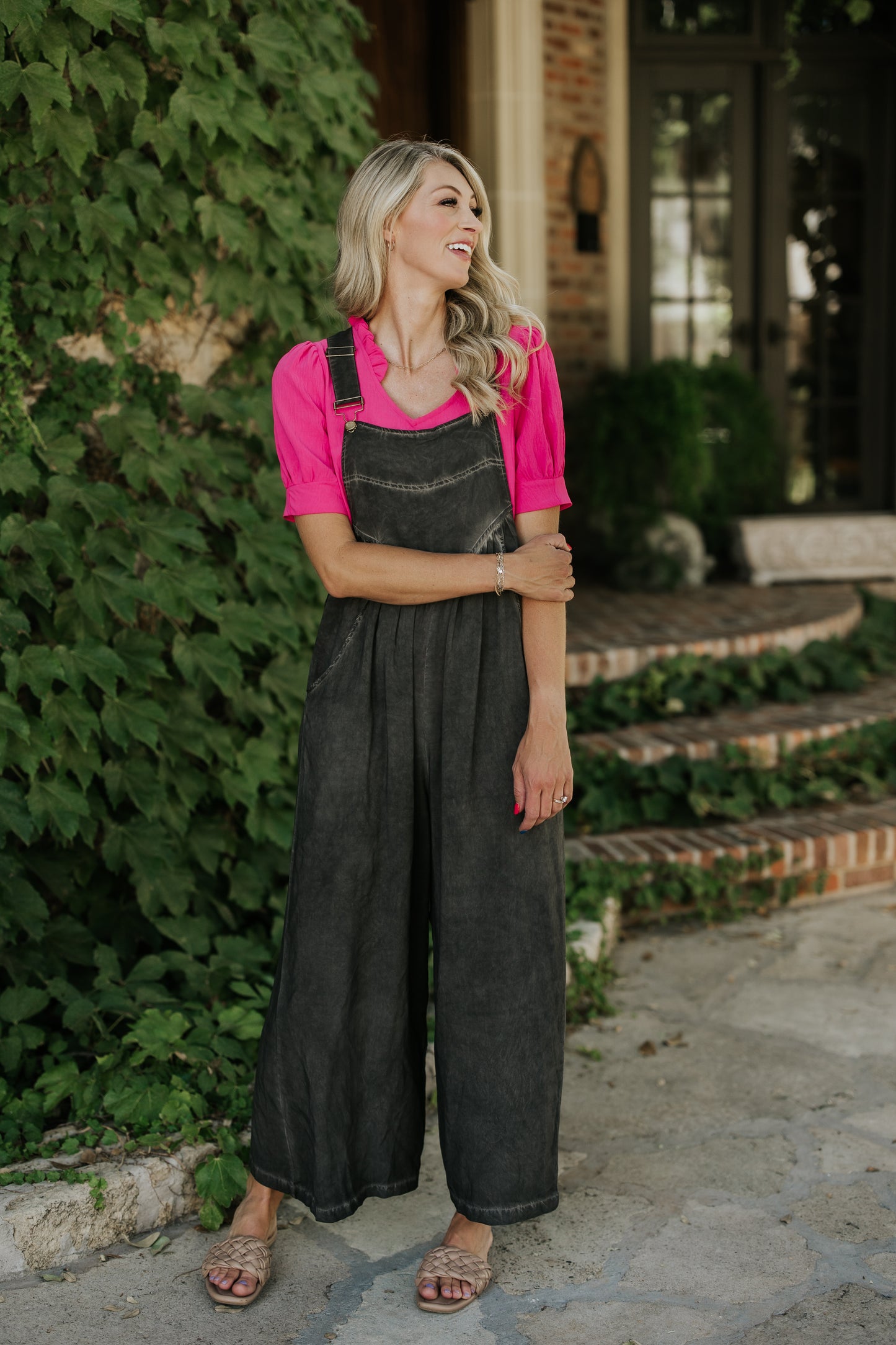 TAIGA HOT PINK RUFFLE NECK SHIRT