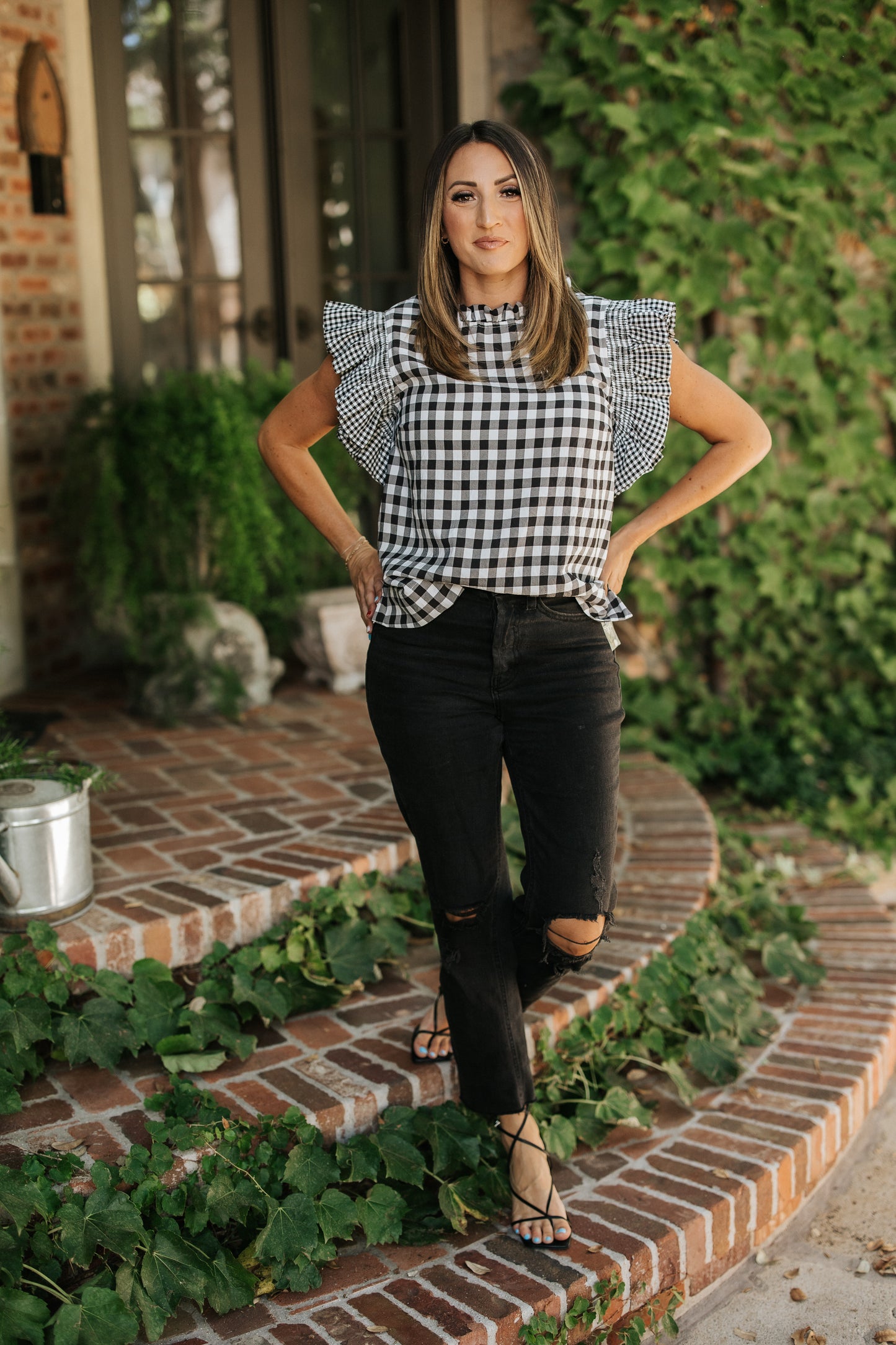 ADALEE BLACK GINGHAM TOP