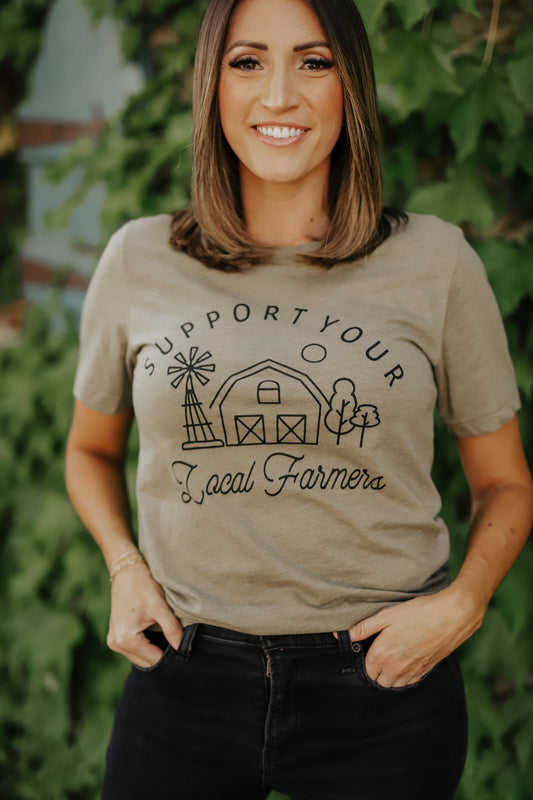 SUPPORT YOUR LOCAL FARMERS TEE-HEATHER OLIVE