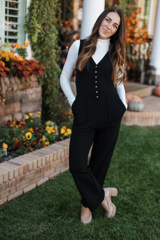 NAYLEIGH BLACK KNIT JUMPSUIT